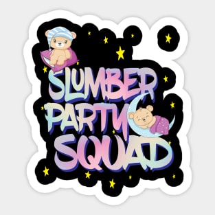 Ladies Girl Teddy Bear Sleepover Squad Birthday Sticker